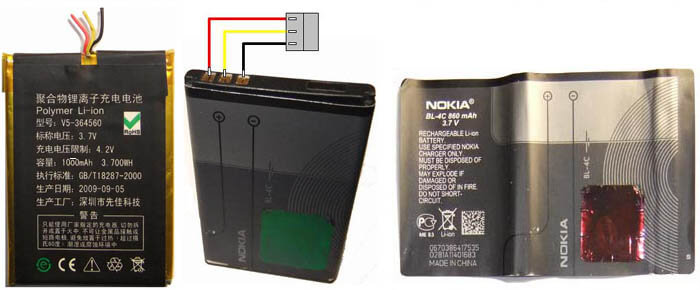 Changing the battery type from V5-364560 and H503456 1000 mAh HC T0076 to NOKIA battery