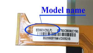 Marking area with the name of the model on the display ED<wbr>060<wbr>XC9<wbr>(LF)