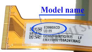 Marking area with the name of the model on the display ED060<wbr>XCD<wbr>(LF)