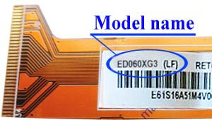 Marking area with the name of the model on the display ED060<wbr>XG3<wbr>(LF)