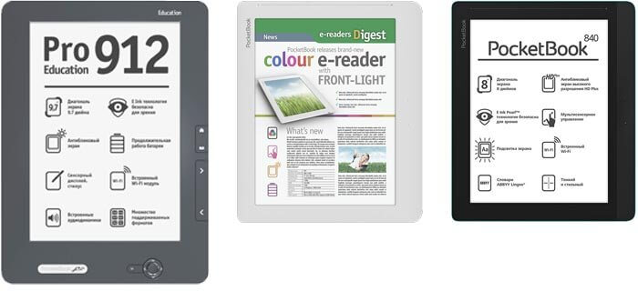 Электронные книги с большим экраном  PocketBook Pro 912, PocketBook Color Lux, PocketBook Ink Pad