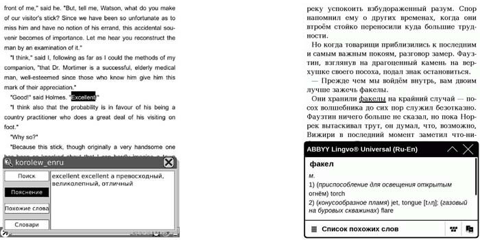 Пример словаря на ONYX BOOX i62m и POCKETBOOK