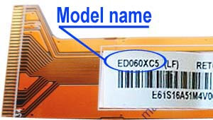Marking area with the name of the model on the display ED060<wbr>XC5<wbr>(LF)