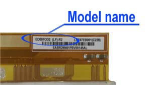 Marking area with the name of the model on the display ED097<wbr>OD2<wbr>(LF)