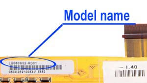 Marking area with the name of the model on the display LB060<wbr>S01<wbr>-RD02