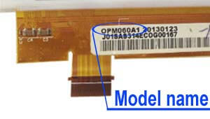 Marking area with the name of the model on the display OPM<wbr>060<wbr>A1
